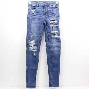 American Eagle Jeans Womens 0 Super Stretch X Distressed 24 x 31